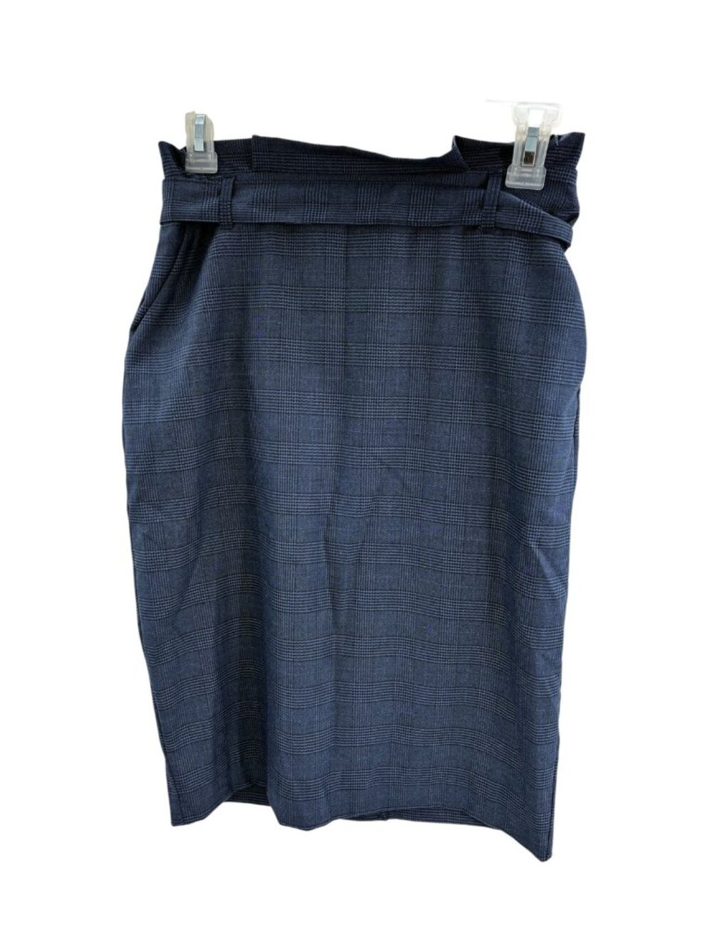 Banana Republic 0P Petite Blue Plaid Tie Waist Pencil Skirt Work Office New